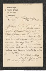Nachlass Franz Steindachner, Brief von N. Nasomov an Franz Steindachner (13.11.1909), Inv.Nr. 358.01, Seite 1